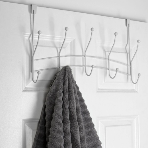 12 Pieces Home Basics Shelby 5 Hook Over The Door Hanging Rack, White - Hooks