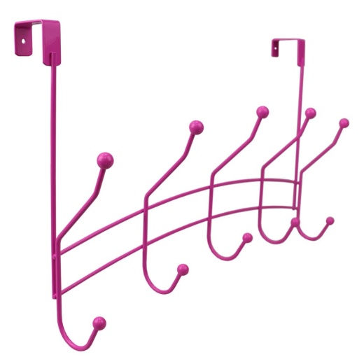 12 Pieces Home Basics Shelby 5 Double Tiered Hook Over The Door Hanging Rack, Pink - Hooks