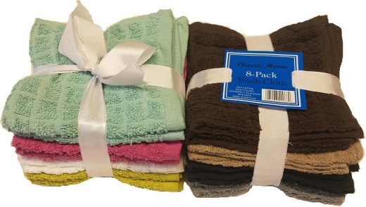48 Packs 8 Pk 12x12 Solid Washcloth With Bow - Kitchen Utensils