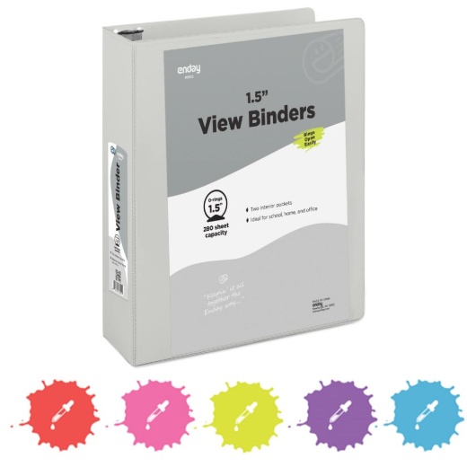 12 Pieces 1.5" O-Ring View Binder With 2-Pockets, Gray - Binders