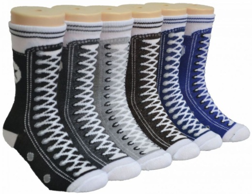 480 Pairs Boy's And Girl's Novelty Crew Socks Sneaker Print - Girls Crew Socks