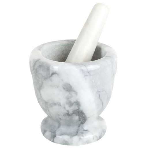 12 Pieces Home Basics Marble Mortar And Pestle, White - Kitchen Essentials