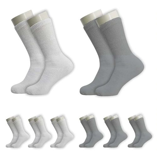 120 Pairs Crew Loose Fit Diabetic Wholesale Socks Size 10-13 In 2 Assorted Colors - Men's Diabetic Socks