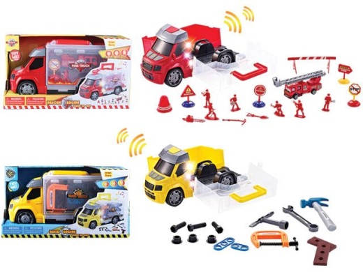 12 Pieces Construction and Rescue Toy Set with Light and Sound - Cars, Planes, Trains & Bikes