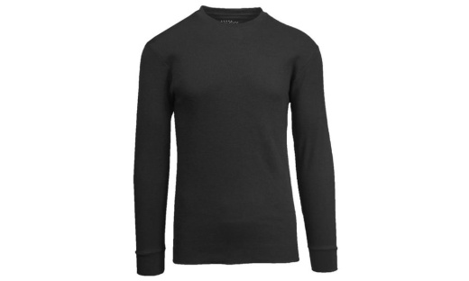 Men's Thermal Shirt - 48 Pieces Mens Waffle Crew Neck Solid Black Size 4XL