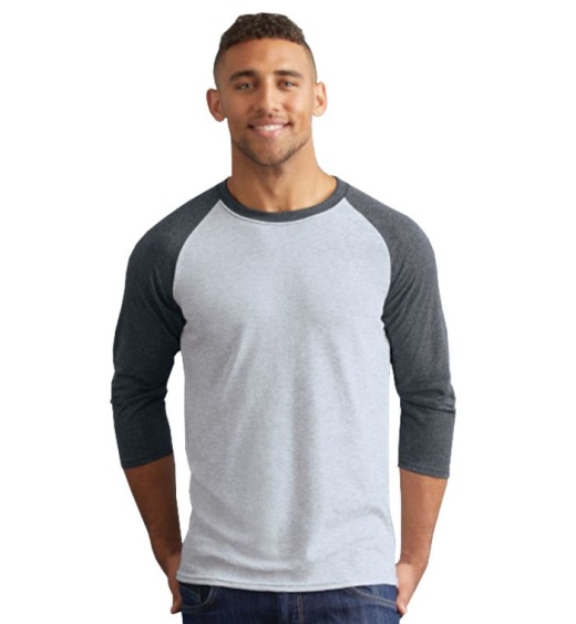 24 Pieces Men's Jerzees Tri-Blend Baseball T-Shirts, Size Large - Mens T-Shirts