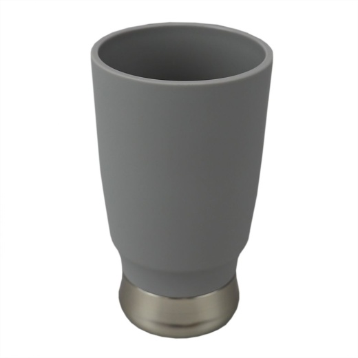 12 Pieces Home Basics Rubberized Plastic Tumbler With Steel Base, Grey - Drinking Water Bottle