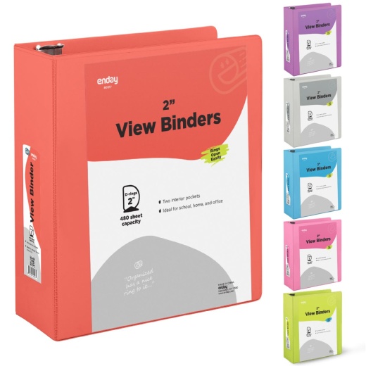 Red 2" Slant-D Ring View Binder with 2 Pockets - 12 Pieces