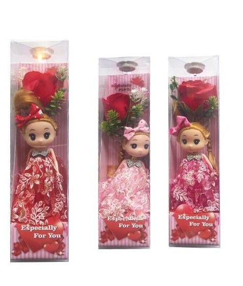 24 Sets Valentine 17 Inch Doll W/Light Up Rose Gift Set - Valentine Decorations