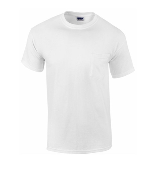 24 Pieces Men's Gildan Iregular White Pocket T-Shirt, Size 2X-Large - Mens T-Shirts