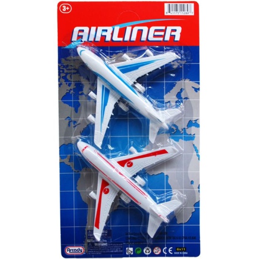 48 Pieces 2Pc 5" P/B Airliners Play Set On Blister Card - Cars, Planes, Trains & Bikes