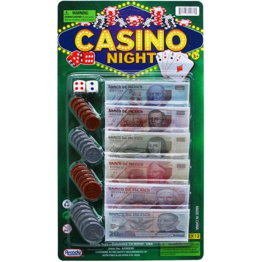 72 Pieces 24 Assrt Mexican Bills Casino Night Money Set On Card - Educational Toys