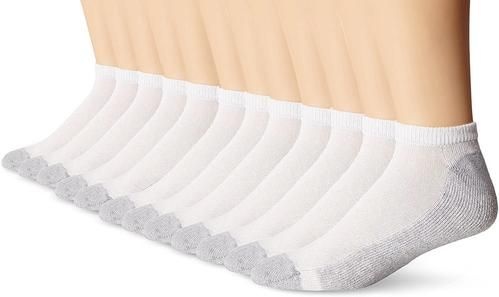 180 Pairs Low Cut Bulk Socks Athletic Size 10-13 in White with Grey - Men's Ankle Sock