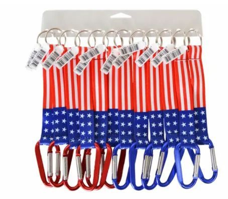 72 Pieces Lanyard Keychain USA Flag - ID Card