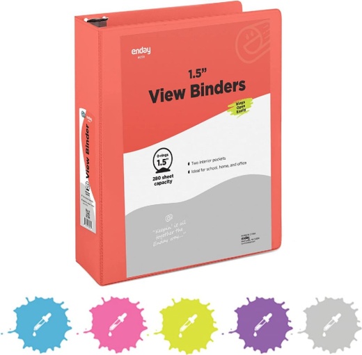 Red 1.5" O-Ring View Binder with 2-Pockets - 12 Pieces