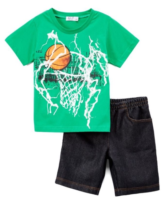 6 Pieces Boys Graphic Tshirt And Denim Short Set- Size 4/5 - 7/8 - Boys Shorts