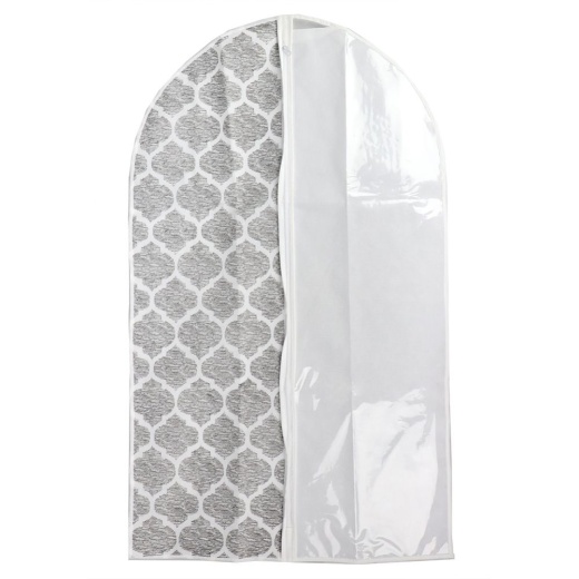 12 Pieces Home Basics Arabesque Non-Woven Garment Bag with Clear Plastic Panel