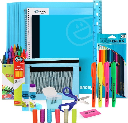 12 Pieces School Kit Color Box Blue - School Supply Kits