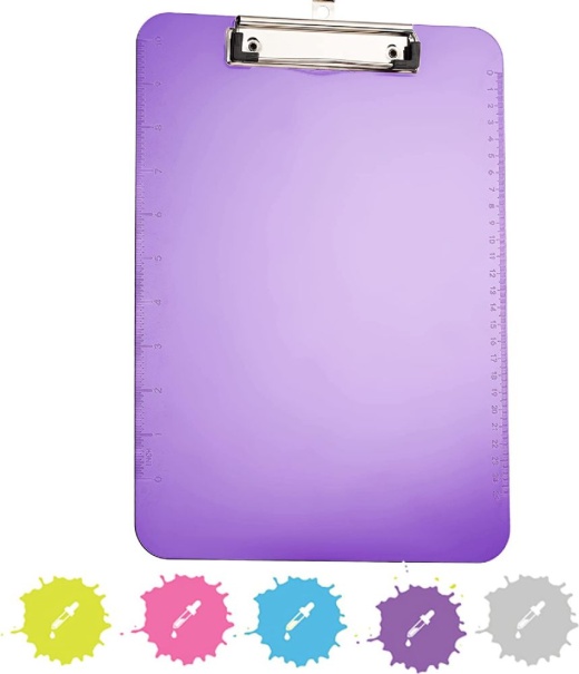30 Pieces Standard Size Plastic Clipboard With Low Profile Clip, Purple