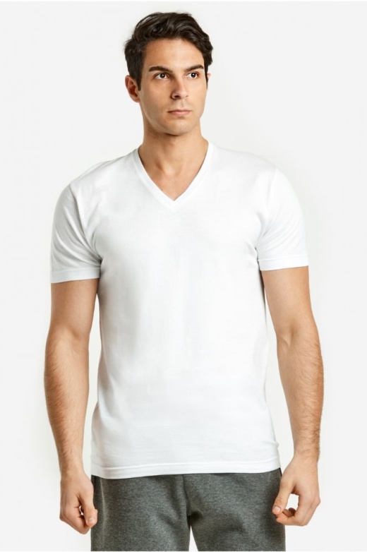 72 Pieces Men's Cotton V-Neck T-Shirt In Size Small In White - Mens T-Shirts