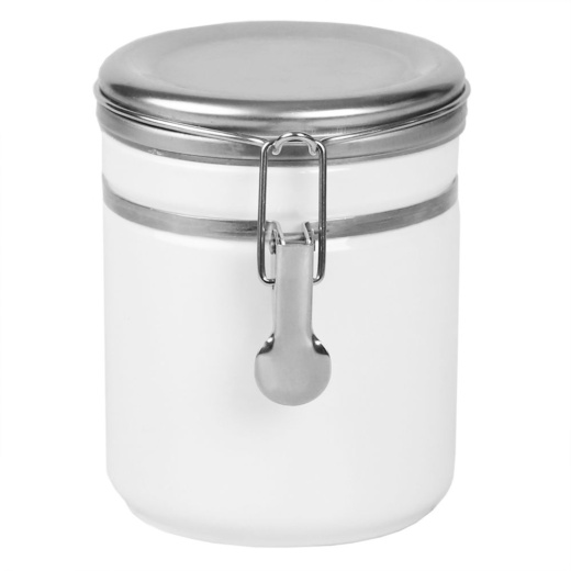 8 Pieces Home Basics 33 Oz. Canister With Stainless Steel Top, White - Storage & Organization