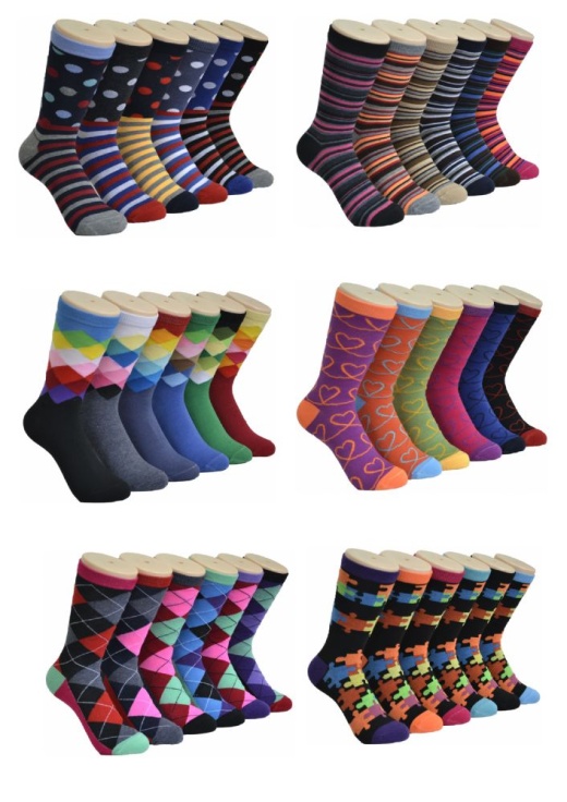 360 Pairs Women's Mix Geo Series Printed Crew Socks