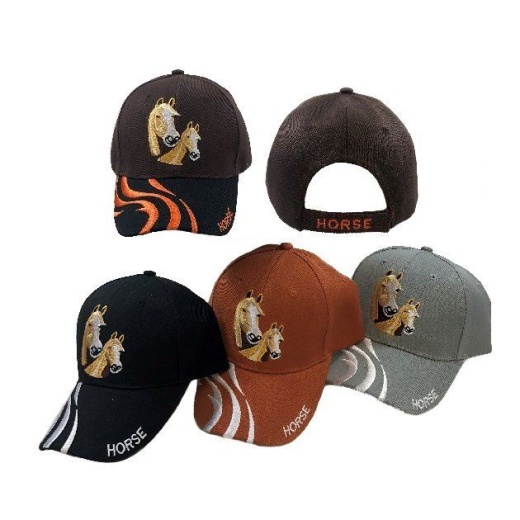 24 Pieces Double Horse Hat Horse Wavy Line Accent On Bill - Baseball Caps & Snap Backs