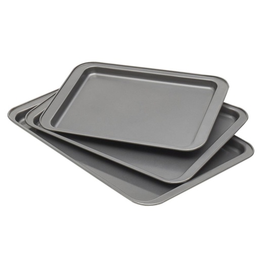 12 Pieces Home Basics 3 Piece Non-Stick Cookie Sheet Set - Baking Supplies