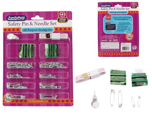 96 Pieces 143 Piece Safety Pins And Needles Set - Sewing Supplies