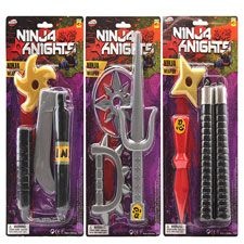 72 Pieces Ninja Play Set On Card - Toy Weapons