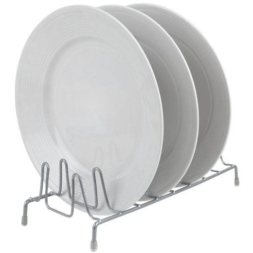 6 Pieces Home Basics Vinyl Coated Steel Plate Rack, Silver - Kitchen Cutlery Organizers