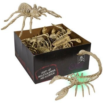 24 Pieces Skeleton Spider/Scorpion Lightup Color Change Batt Inc Bone Color/24Pc Pdq 8In L Approx/Hall Ht - Halloween