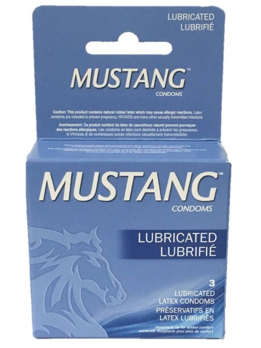 48 Pieces Mustang Condom 3 Ct Lub Blue - Personal Care Essentials