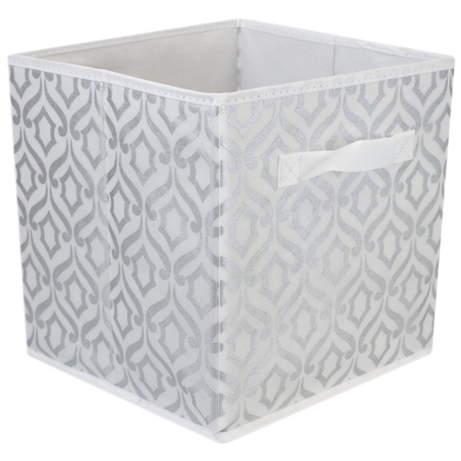 6 Pieces Home Basics Damask Storage Bin, Silver