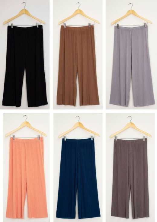 36 Pieces Pleated Wide Leg Trousers Assorted - Womens Pants