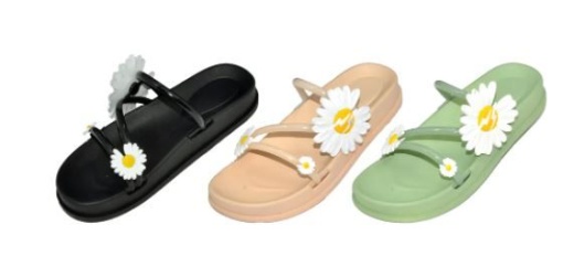 36 Pairs Ladies Assorted Color Sandals With Flower - Women's Sandals