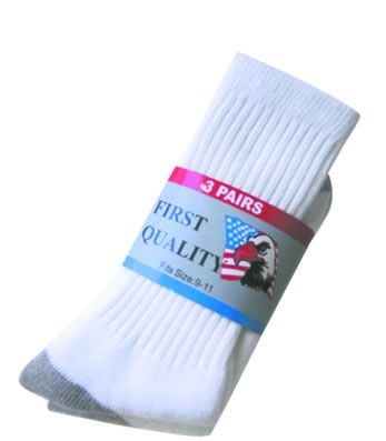 60 Pairs Mens White with Gray Heel and Toe Sport Athletic Socks Size 10-13 Cotton Blend