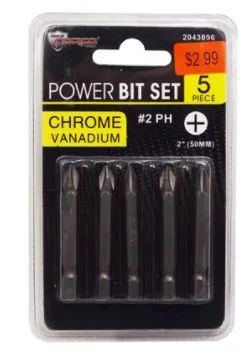 48 Pieces Power Bit Set - Number 2 Phillips 5 Piece - Screwdrivers And Sets
