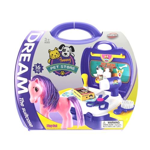 24 Pieces Beauty Horse Play Set in Plastic Suitcase - Toy Sets for Kids