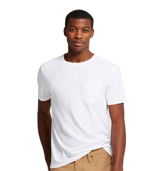 24 Pieces Men's Irregular White Pocket T-Shirt, Size Large - Mens T-Shirts
