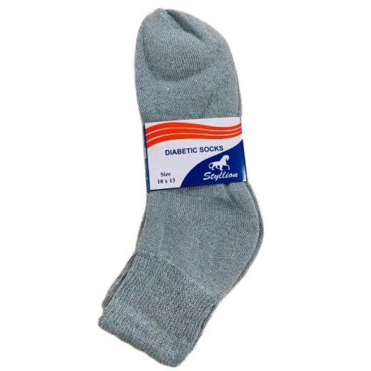 36 Pairs Three Pack Diabetic Quarter Socks Gray - Men's Diabetic Socks