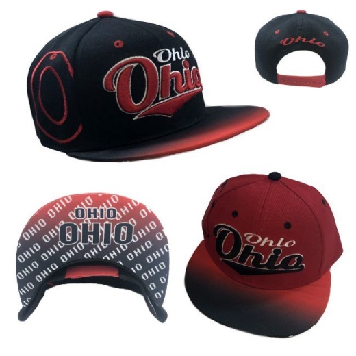 24 Pieces Snap Back Flat Bill Ohio Fade Top Printed Bottom Bill - Baseball Caps & Snap Backs