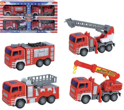 12 Pieces Friction Rescue Vehicle - Cars, Planes, Trains & Bikes