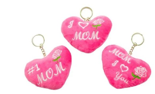 72 Pieces I Love Mom Plush Keychain - Key Chains