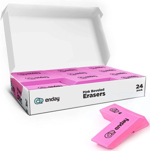 12 Pieces Pink Bevel Eraser (24/Pack) - Erasers