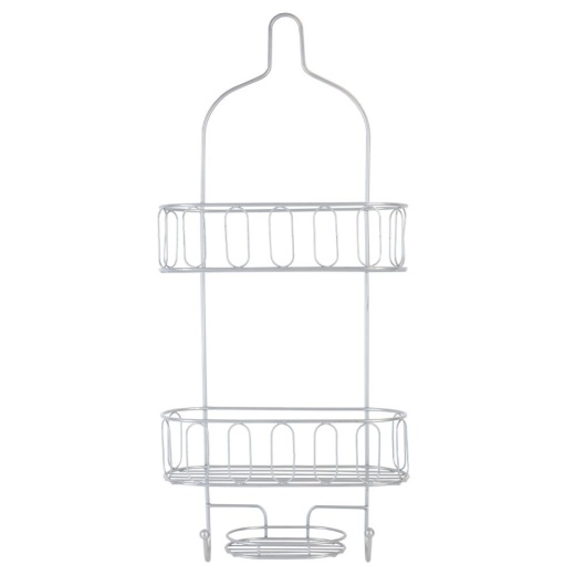 12 Pieces Home Basics Unity 2 Tier Shower Caddy With Bottom Hooks And Center Soap Dish Tray - Soap Dishes & Soap Dispensers