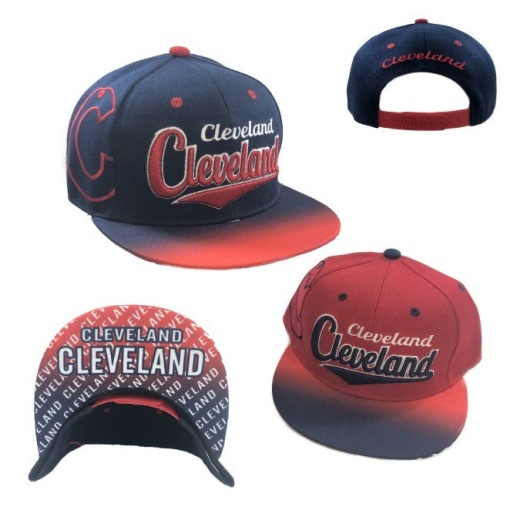 24 Pieces Snap Back Flat Bill Cleveland Fade Top Printed Bottom Bill - Baseball Caps & Snap Backs