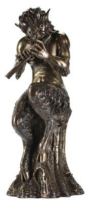 Satyr 9 1/2" Cold Cast Resin Statue - Hand Painted in Antiqued Bronze