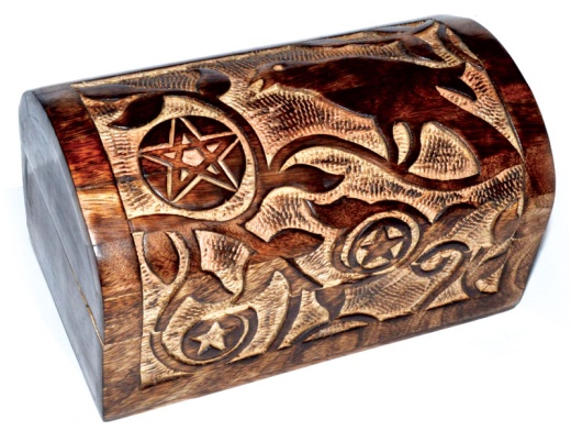 4.75" x 8" Raven/Pentagram Wooden Chest