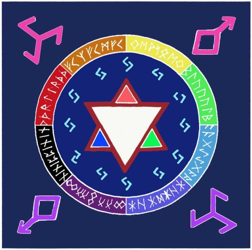 Rune Awakening Altar Cloth or Scarf 36" x 36" - Promote Cosmic Harmony in Your Spiritual Journey